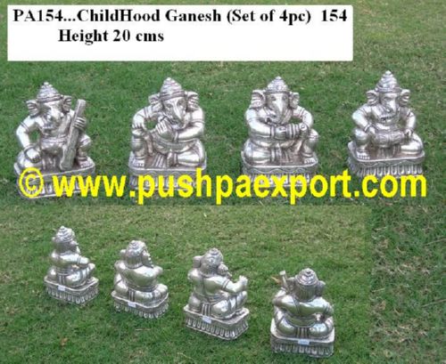 Silver ChildHood Ganesh (Set of 4pcs)